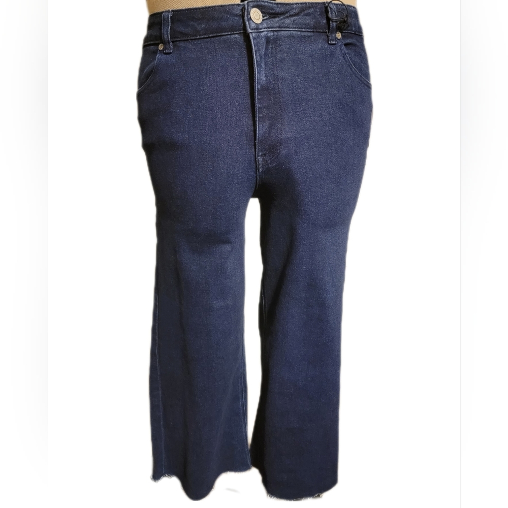 🔖👉🎉NWT🎉👉Eloquii Denim High Rise Wide Leg Crop Length Dark Wash Jeans Sz 16